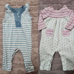 ⚡SALE⚡️2 pack Gently used Baby Girl 6-12 month Gap and 7 For All Mankind rompers